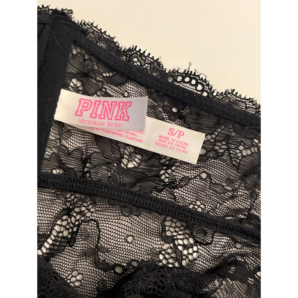 VTG Victoria’s‎ Secret PINK black lace bandeau bra sz S - Picture 7 of 7